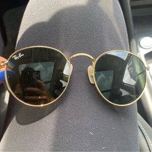 Rayban black round sunglasses with gold frame